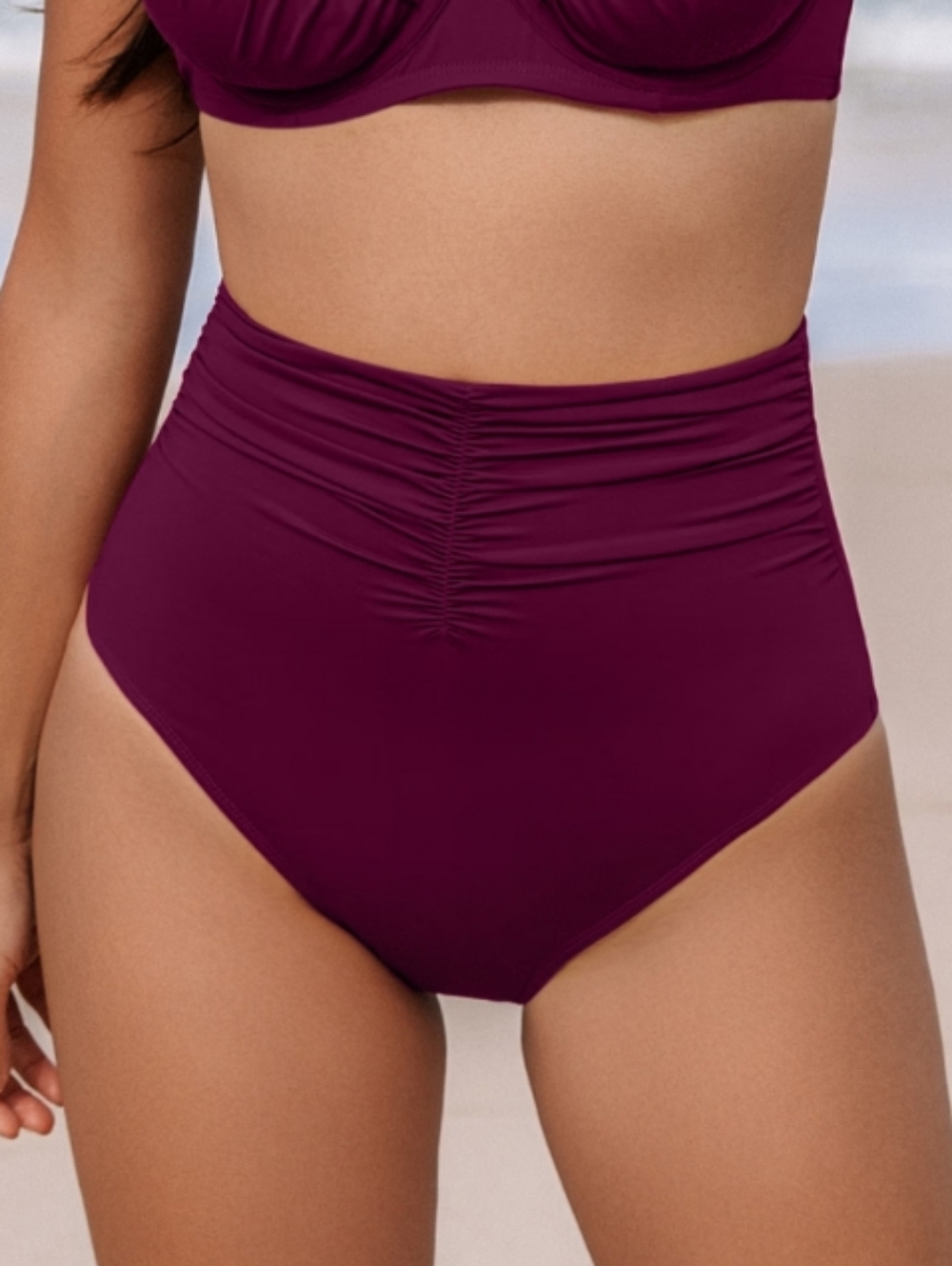 Cupshe Plum High-Waist Bikini Bottom